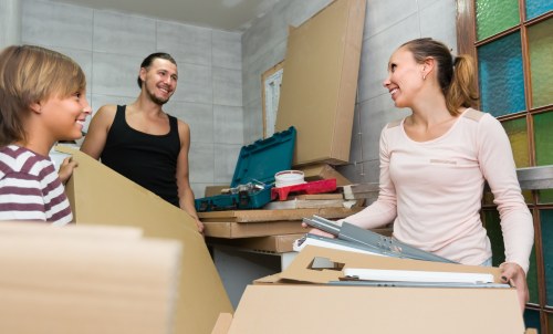 Office relocation planning in Morden Park with moving boxes and desks