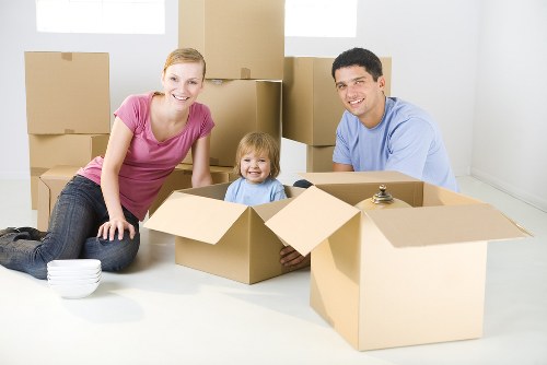 Packing boxes and household items for a move in Morden Park
