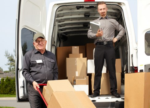 Commercial relocation transport and setup for a local office move