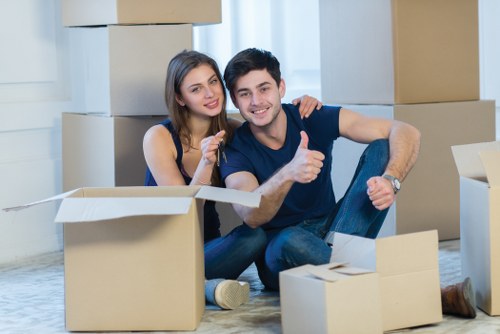 Customer support notes beside moving boxes