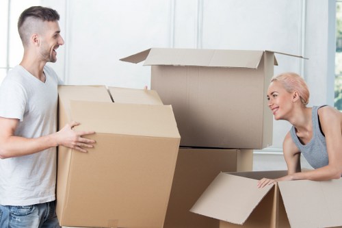 Van moving service handling boxes and household items
