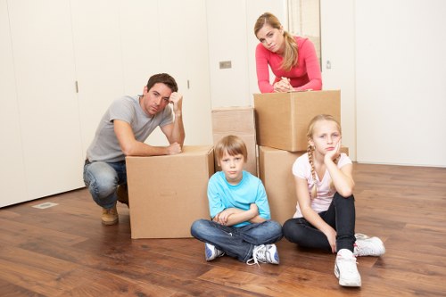Packed boxes and furniture ready for domestic removals service