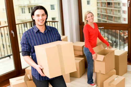 Organised unpacking in a new home after moving day